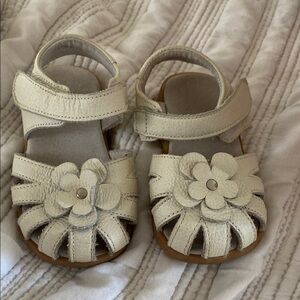 Kids Cream Sandals with Floral Design